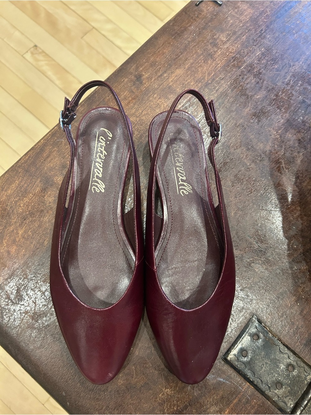 Women's Burgundy Leather Slingback Flats